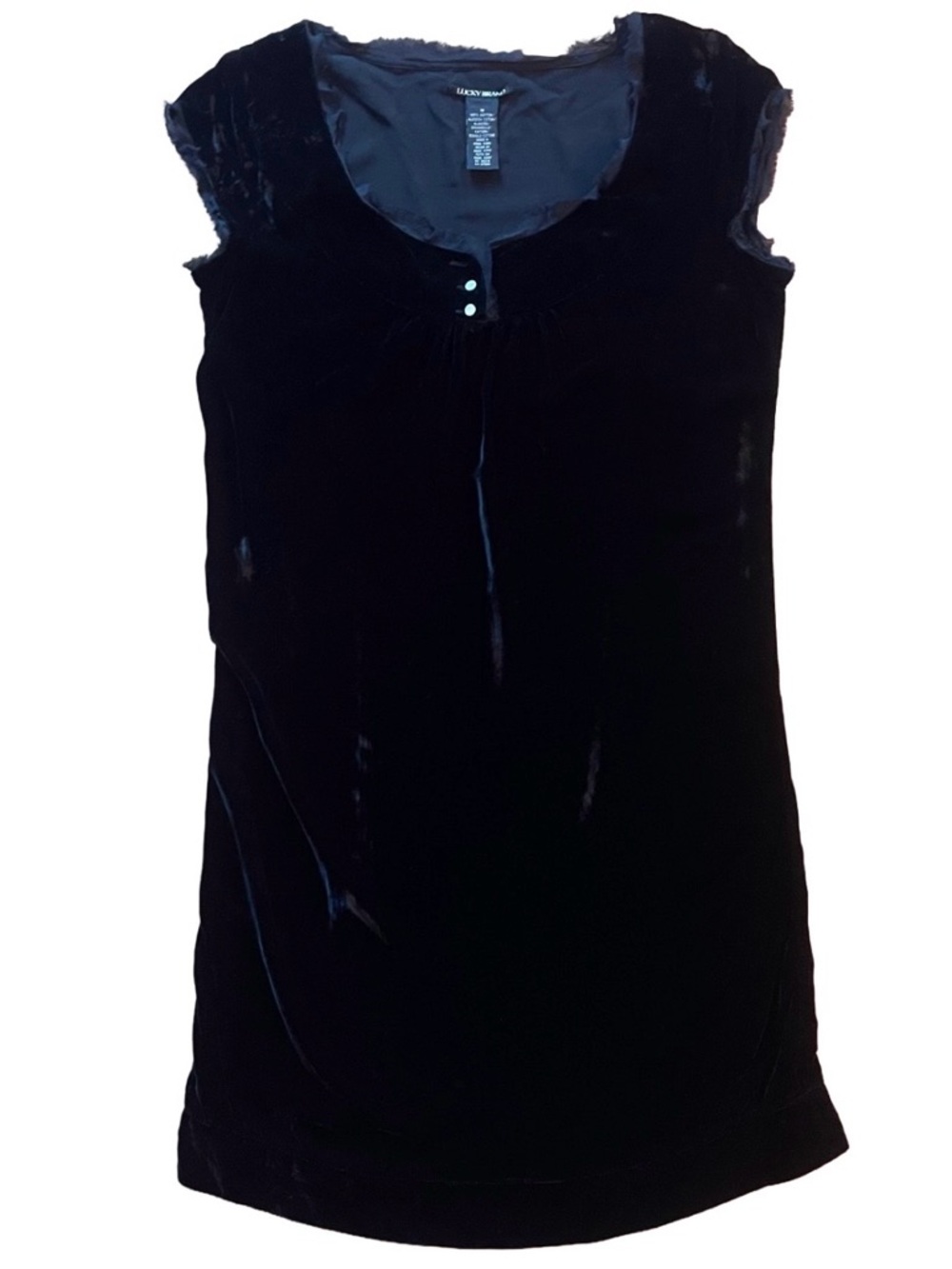 Lucky Brand Black Velvet Mini Dress, Size Medium